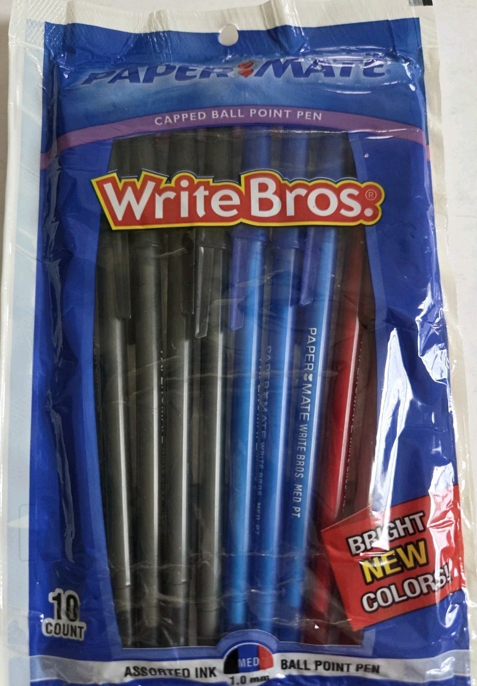 Vtg 2004 Paper Mate Write Bros Ballpoint Pens 10 Count Assorted Ink Sealed NOS