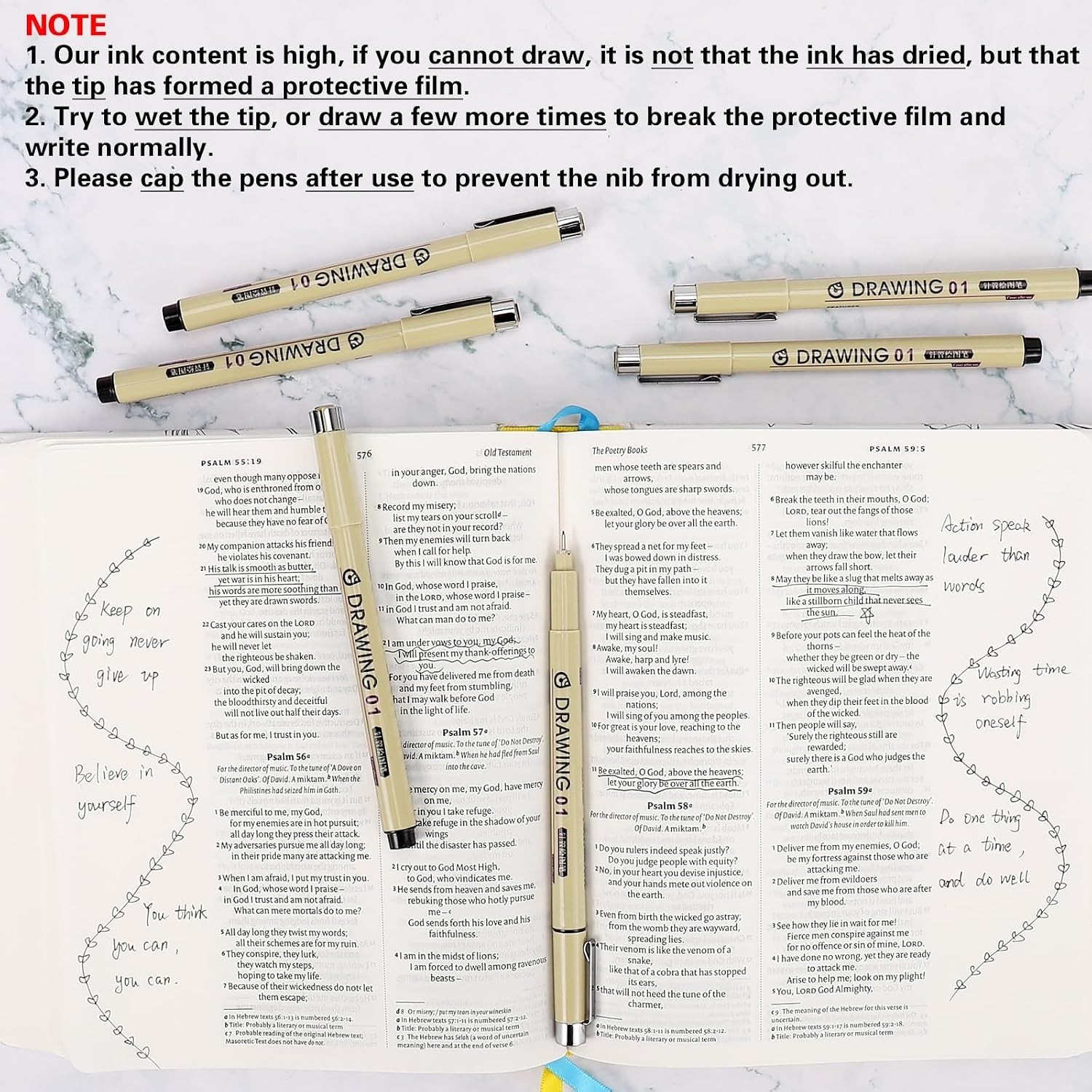 Muchcute 6 Pack No Bleed Fine Line Pens – 0.25mm Black for Detailing & Sketching