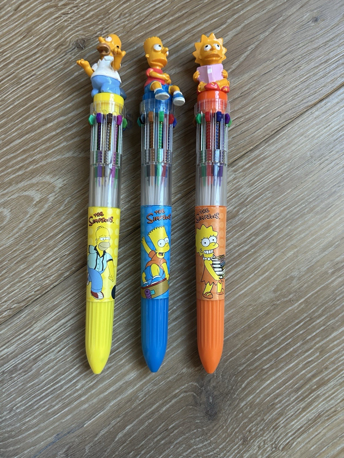 Homer Bart Lisa Simpsons Figurehead Multicolor Ball Point Pen Prototype Rare 3pc
