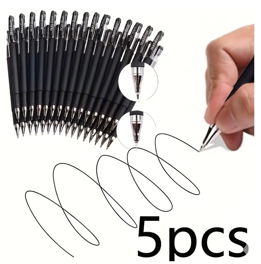5/10 Pcs BallPoint Pens BLACK Gel Ink Pen Smooth Writing 0.5mm Nib – Best Price