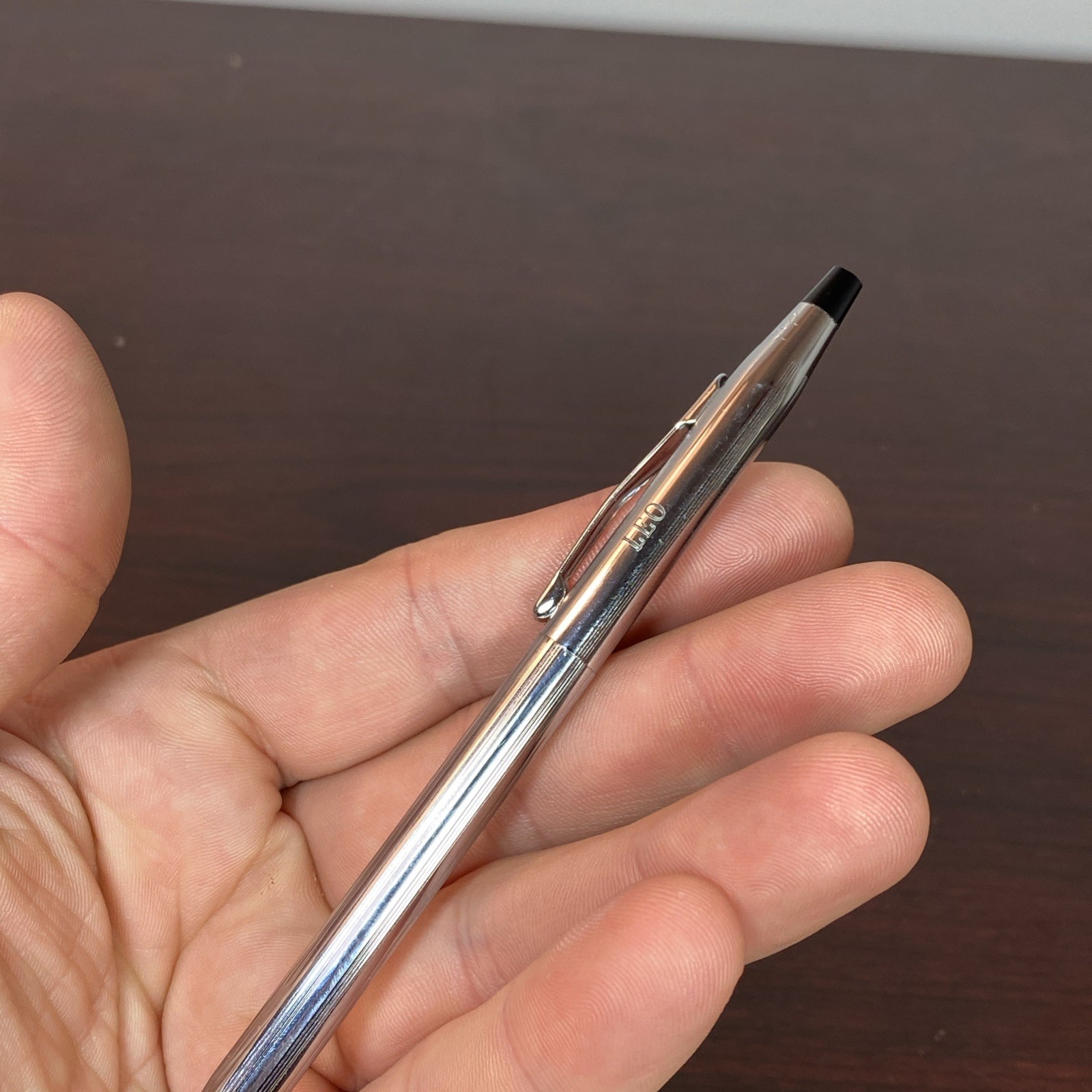 Cross Chrome Pen Pencil VINTAGE Engraved Mono Name LEO GIFT BIRTHDAY FATHERS DAY