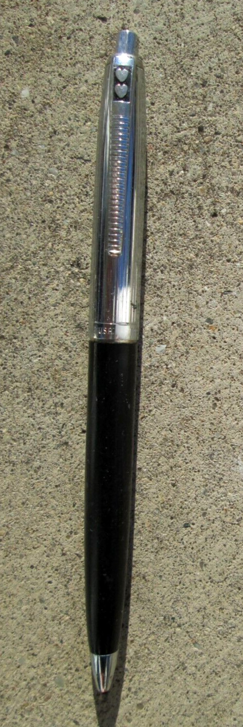 Vintage 1950’s Paper Mate Capri Black and Silver Ball Point Pen DRY Parts Repair