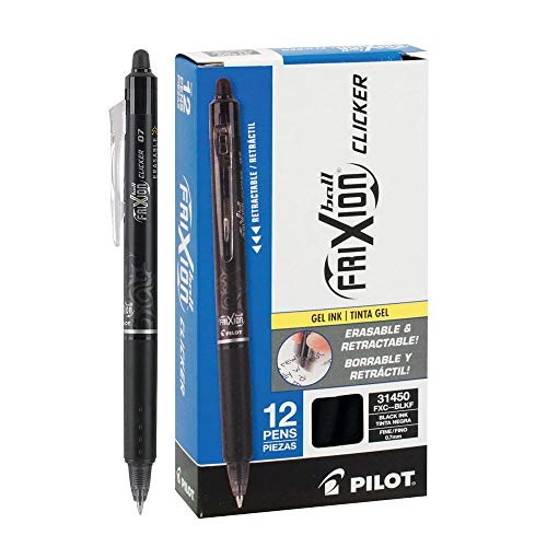 FriXion Ball Clicker Retractable Erasable Gel Pen, Fine Point, 0.7mm, Black