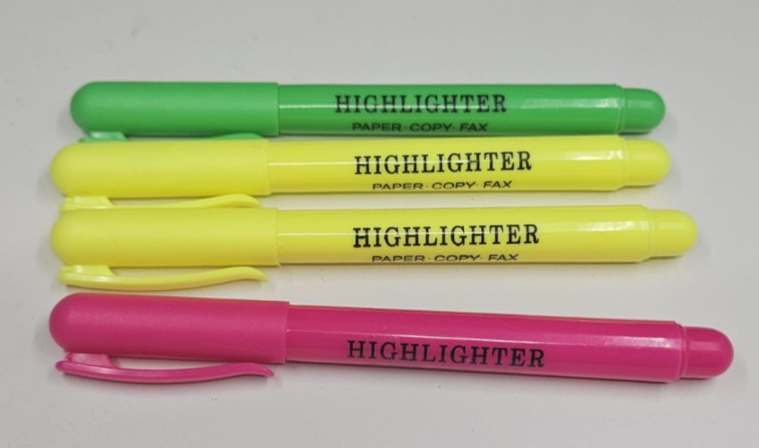 MIX LOT 16 Pens and Highlighters – 12 Pens (Blue & Black) + 4 Highlighters NEW