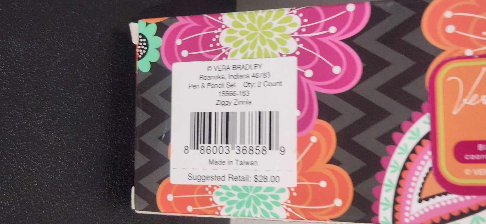 Vera Bradley Pen & Pencil Set Ziggy Zinnia 15566-163 Retired Stationary Gift NWT