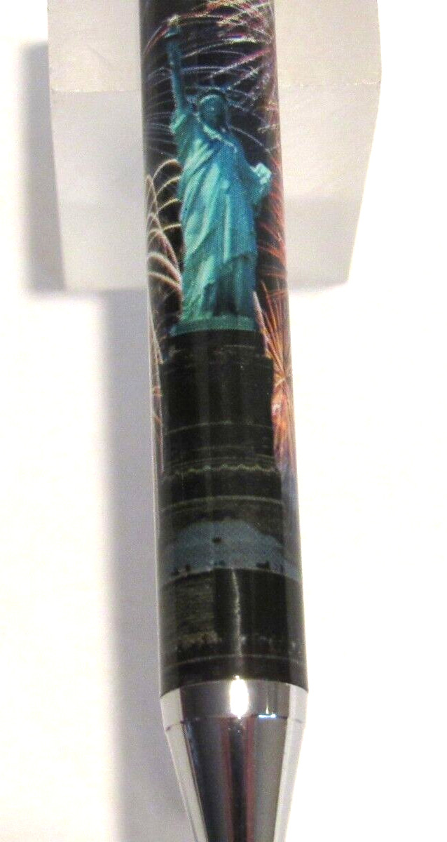 SET OF 2 TERZETTI » Statue of Liberty» Slim Metal Ballpoint Pen+ Velvet Pouch
