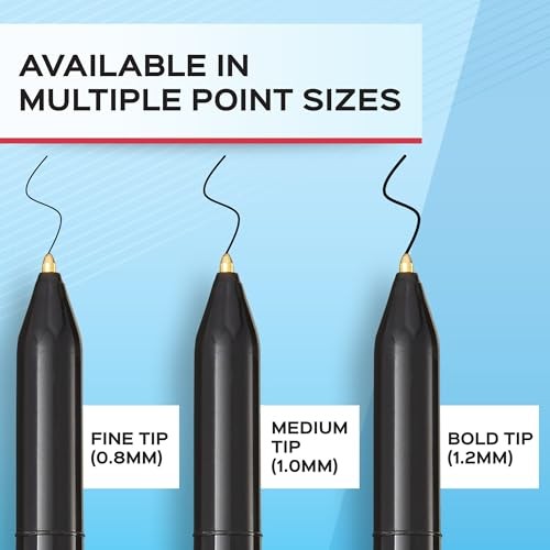 Paper Mate Ballpoint Stick Pens, Medium Point 1.0mm, Black Ink, 12 Pack