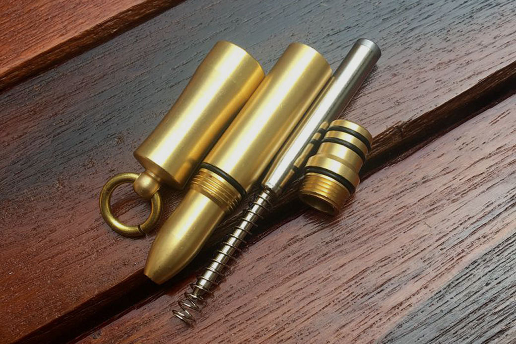 Handmade Mini Brass Pen EDC Outdoor Retractable Key Ballpoint Pen
