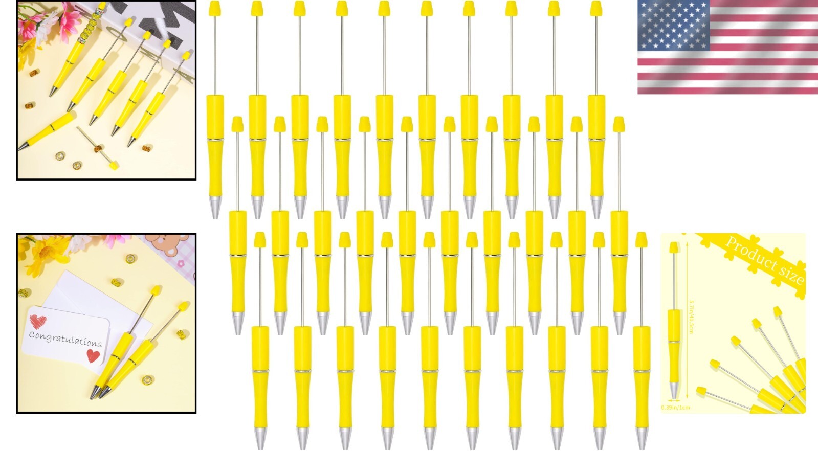 Versatile Yellow Bead Pens – Smooth DIY Writing Instruments for Creative Gifting