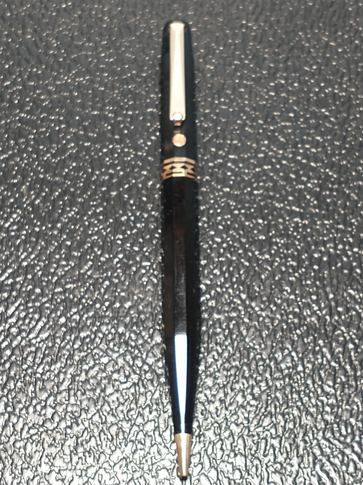 WAHL EVERSHARP DORIC VINTAGE MECH PENCIL IN BLACK CELLULOID 14K GOLD FILLED TRIM