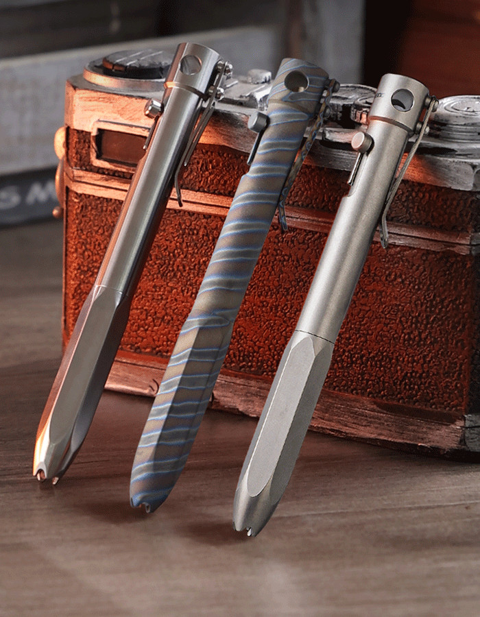 EDC Titanium Practical Pocket Pen Working Signature Ballpoint Pen with 5 Refills
