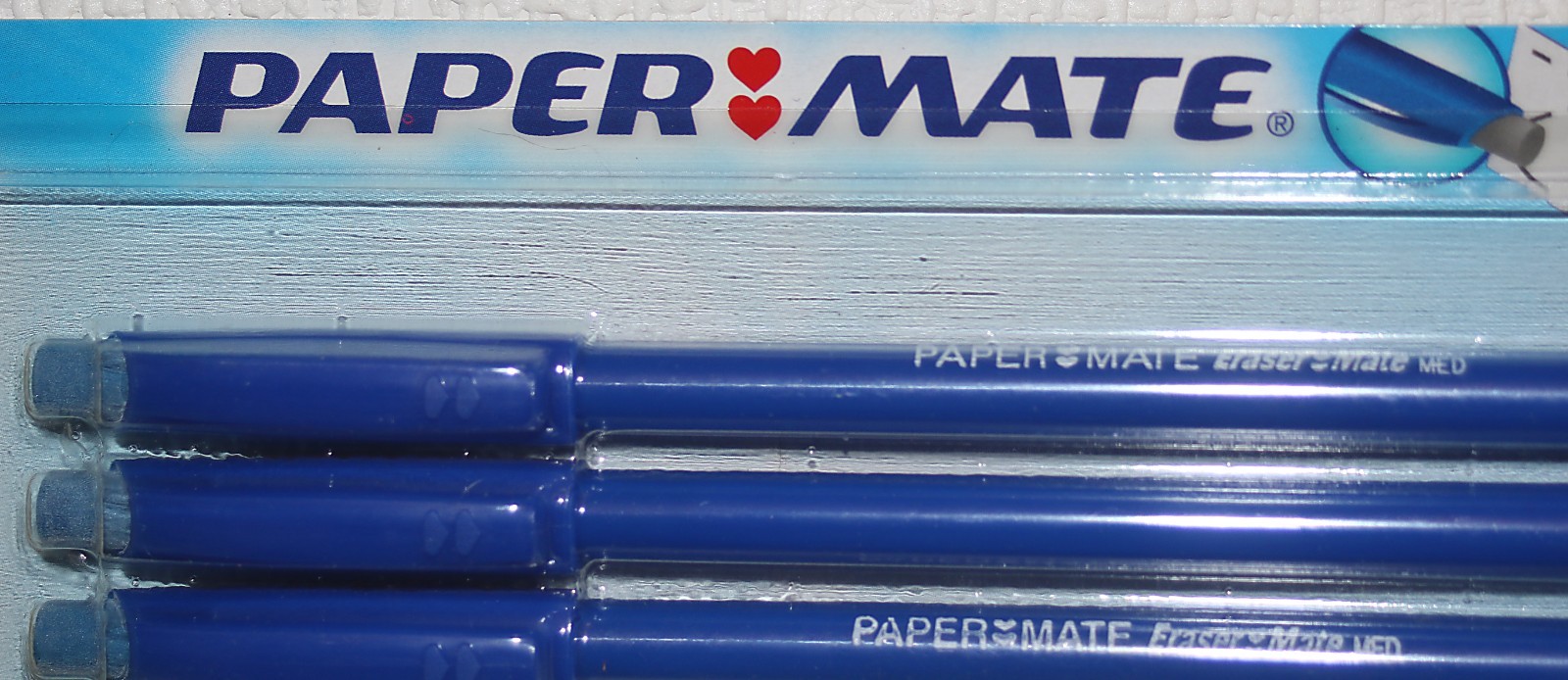 PAPER MATE Vintage Eraser Mate Blue Medium Pens 3 Pack