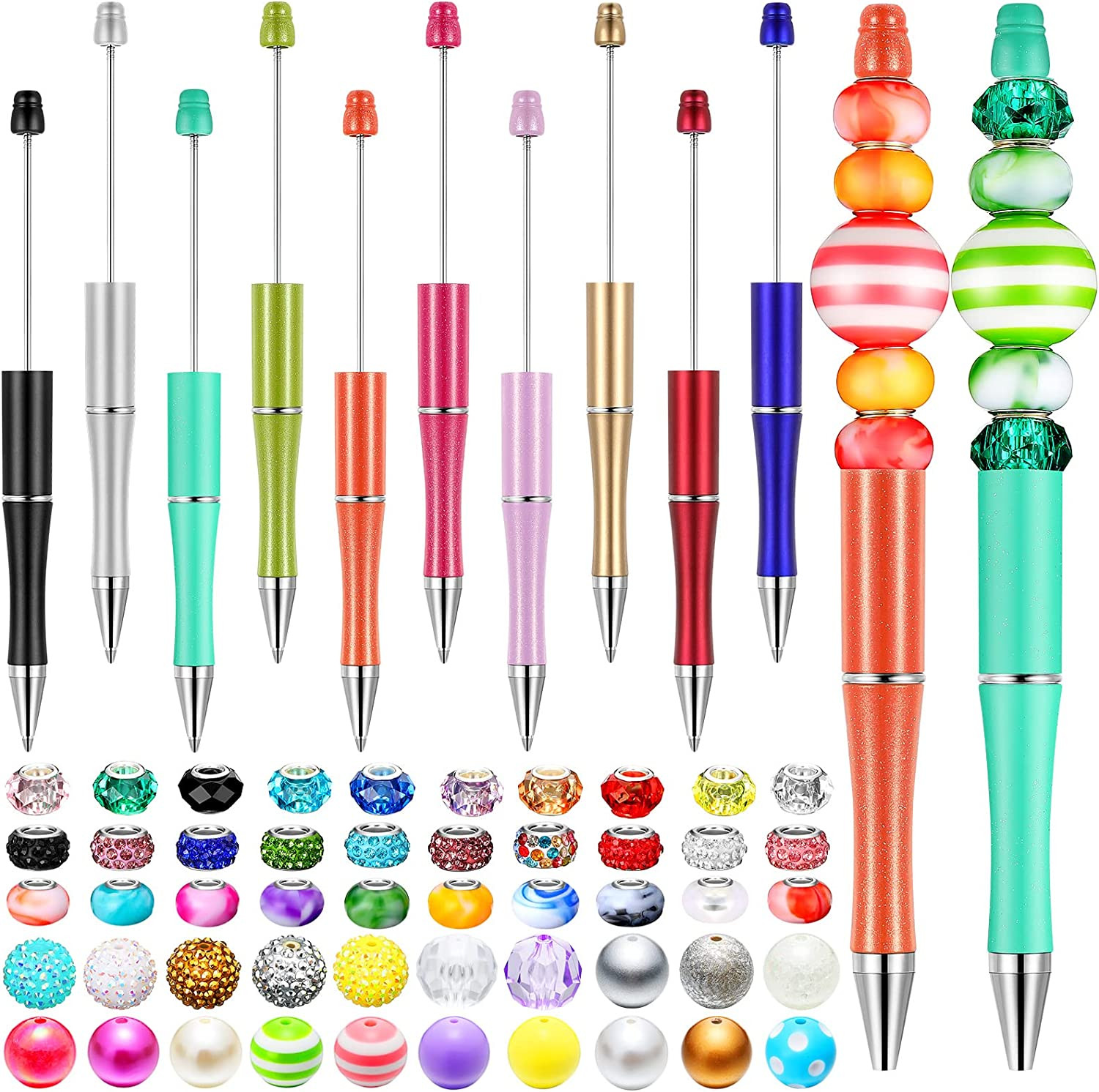 Beadable Pen Bead Pens with Assorted Colors Beads for Pens Multicolor Ballpoint