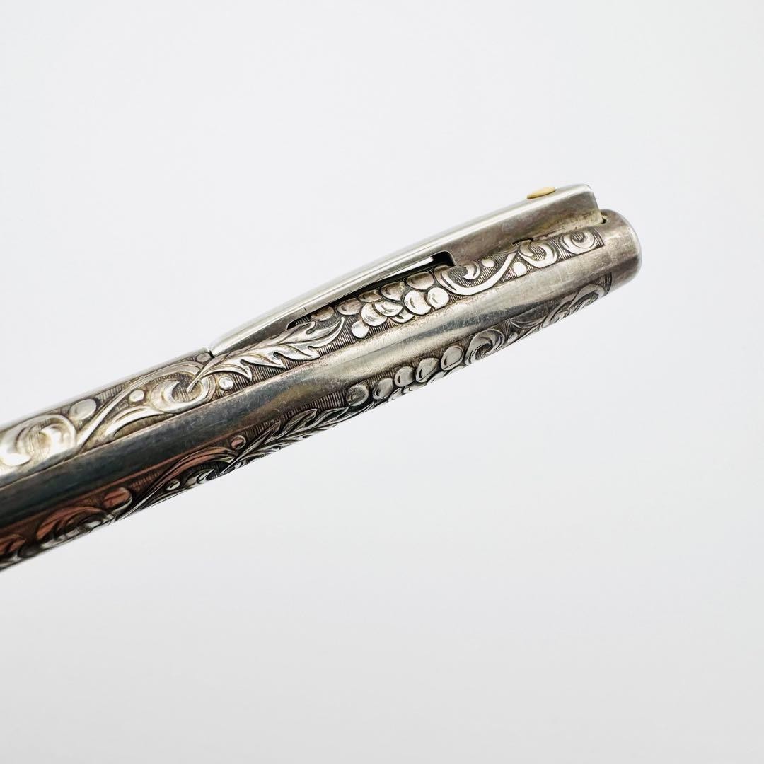 Rare Schafer Ballpoint Pen Sterling Silver Solid Engraving Good