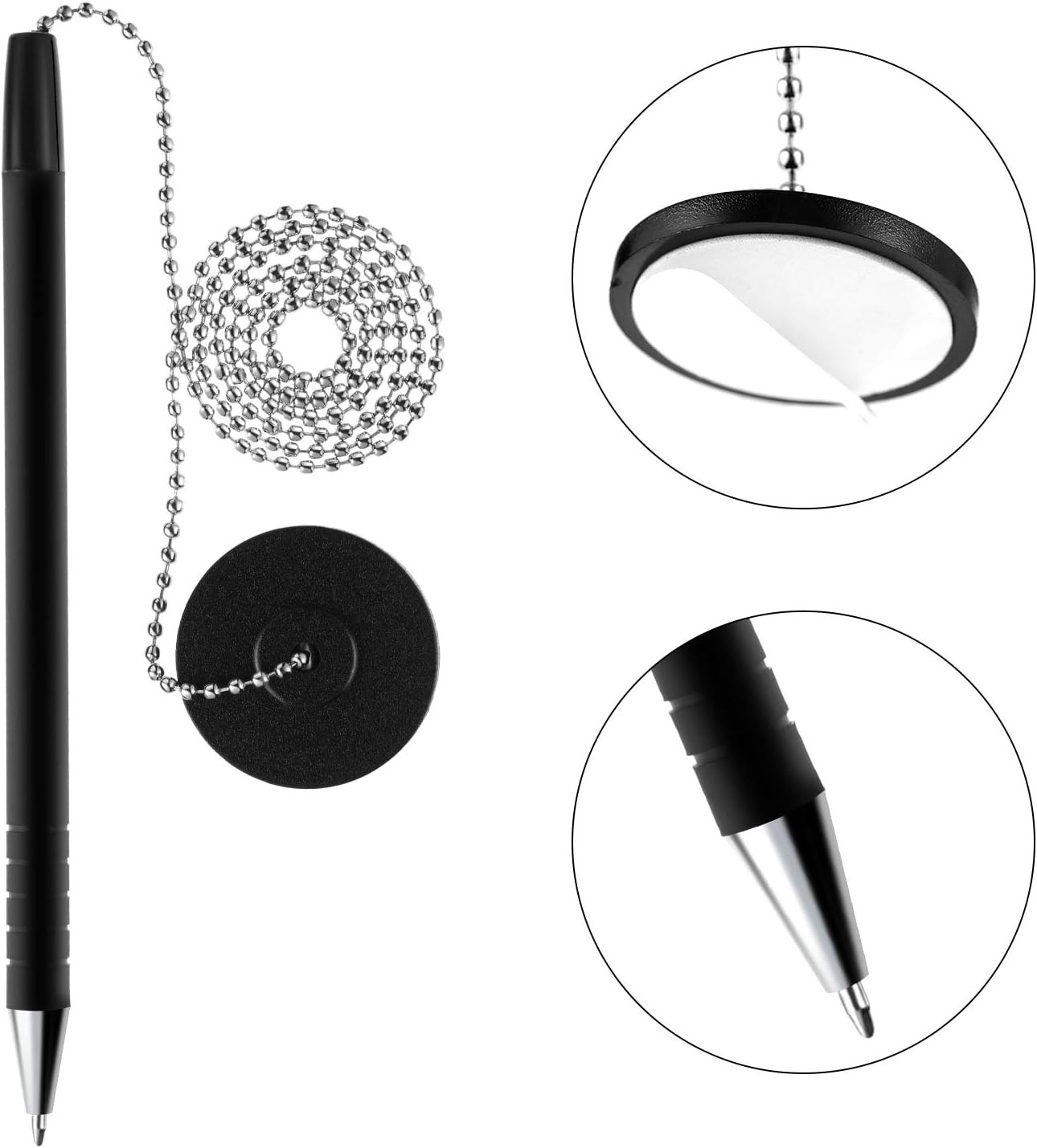 14 Pieces Secure Pen with Chain and Adhesive Pen Holder Reception Counter Bal…