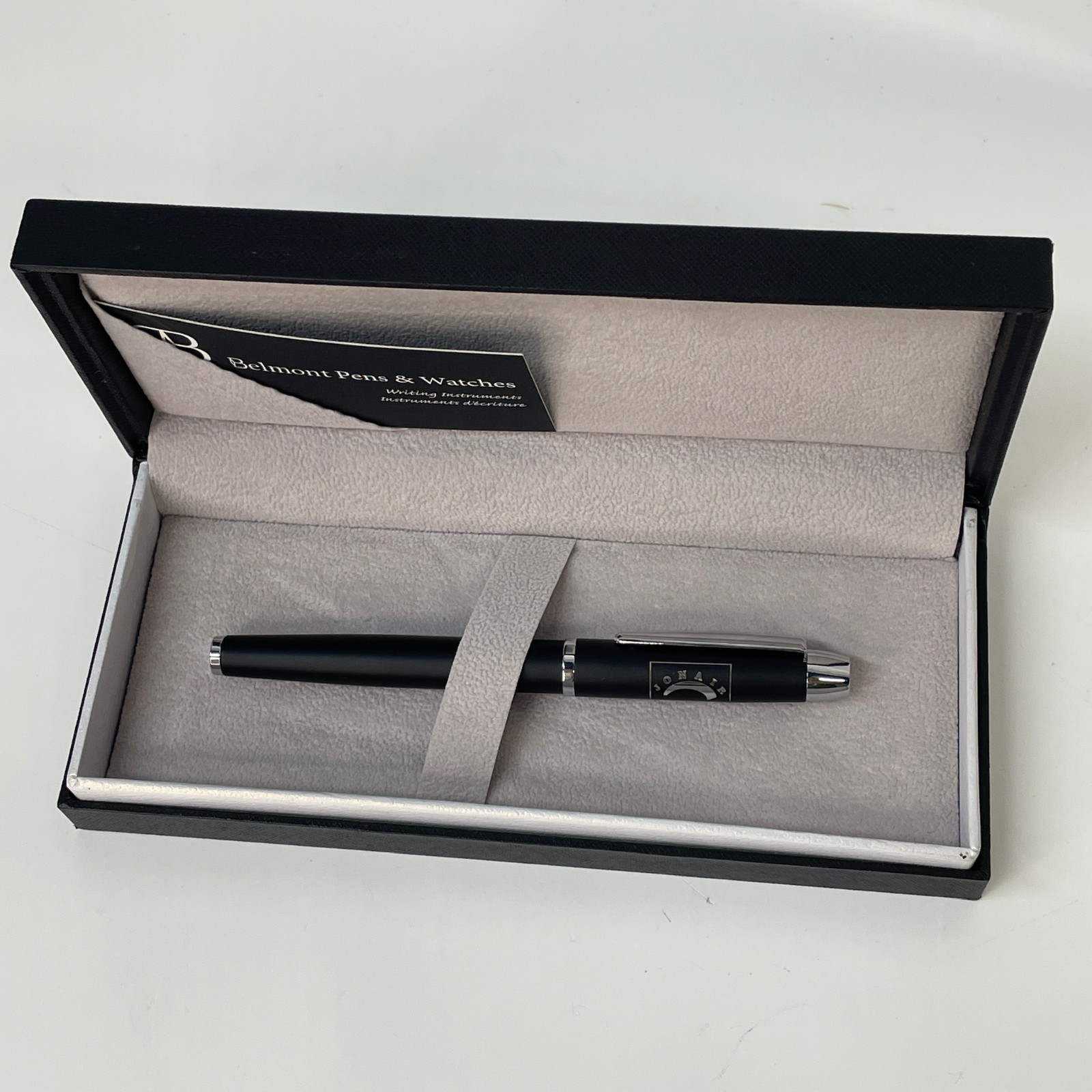 Belmont Rollerball Ballpoint Pens «Jonair» Custom Branded w/ Cases – SET OF 10
