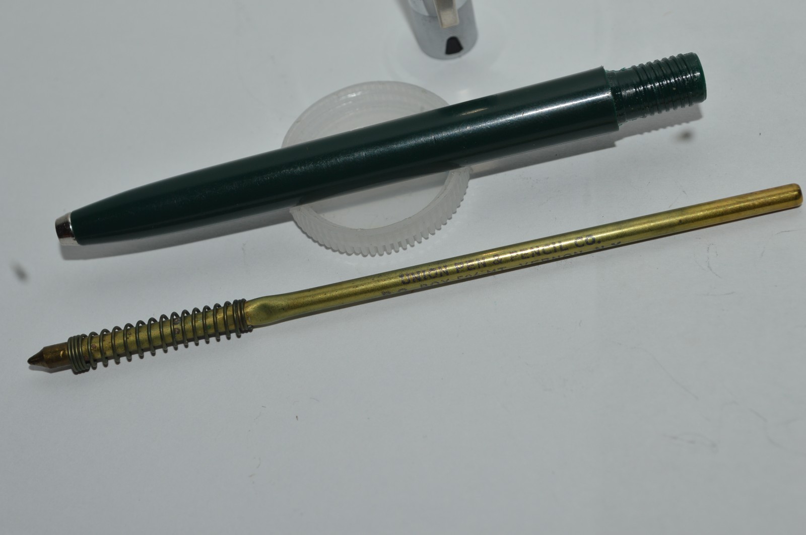 UNIPECO Ballpoint Pen Dark Green Square Clicker Light Used Circa 1960’s Tested