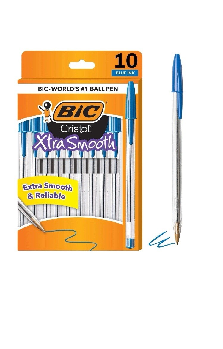 Pack of 10 Ballpoint Pen – Blue Ink Ball Point Pens for Office Writing School