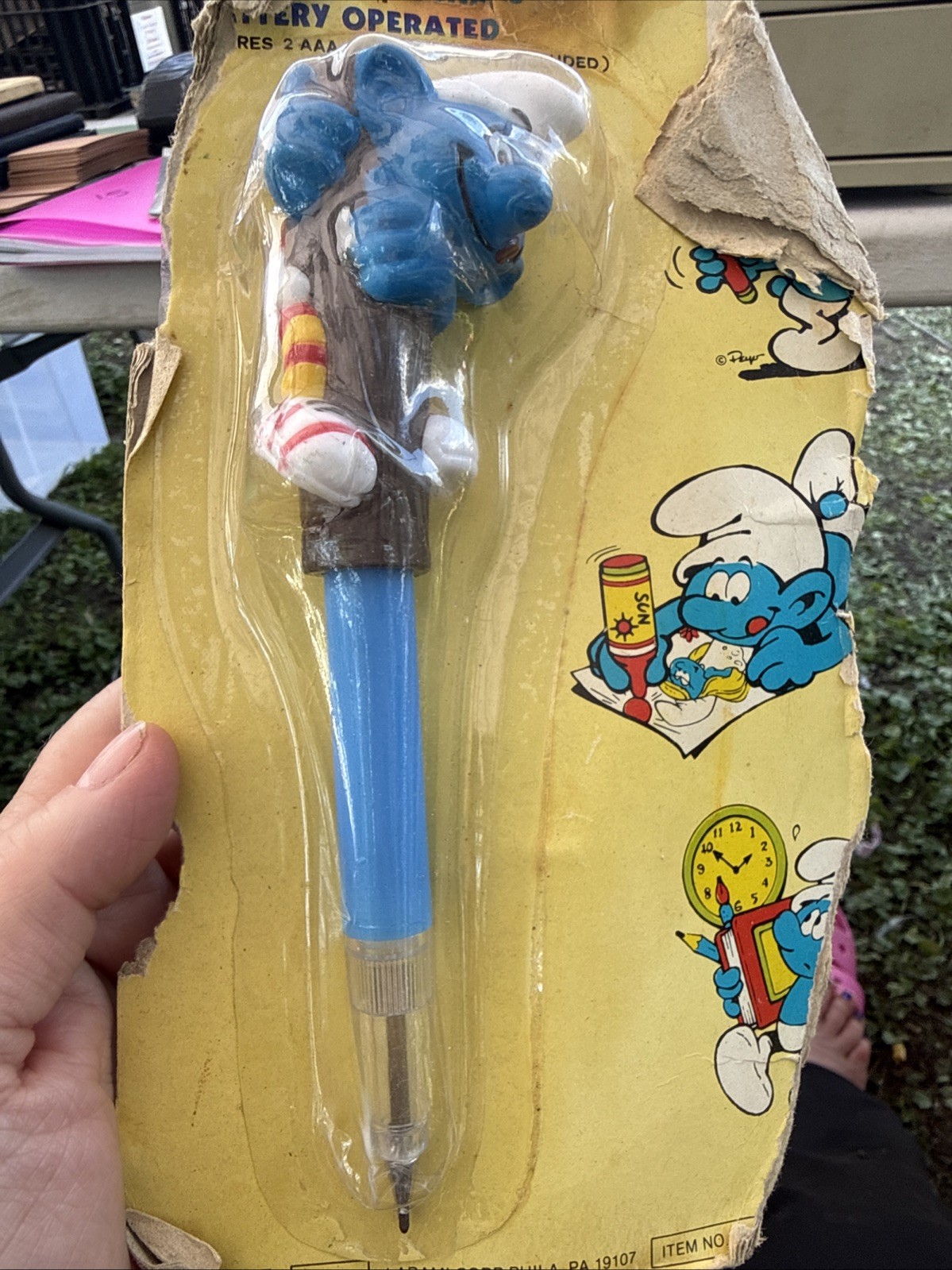 Vintage Smurf Novelty Pen – 6.5″- Package Damaged