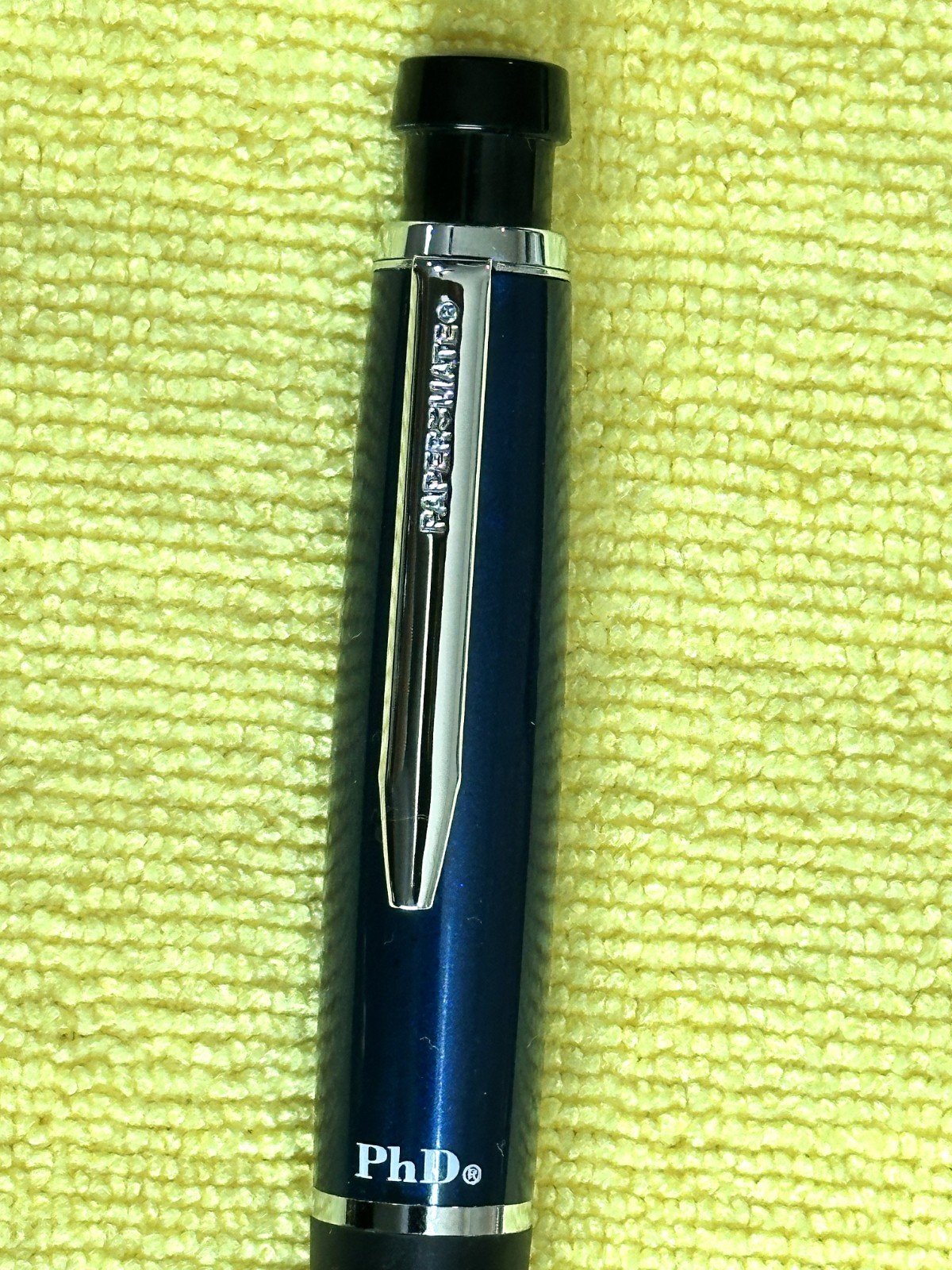 Paper Mate PhD Midnight Blue Ballpoint Pen, imperfections, 2nds, rated good