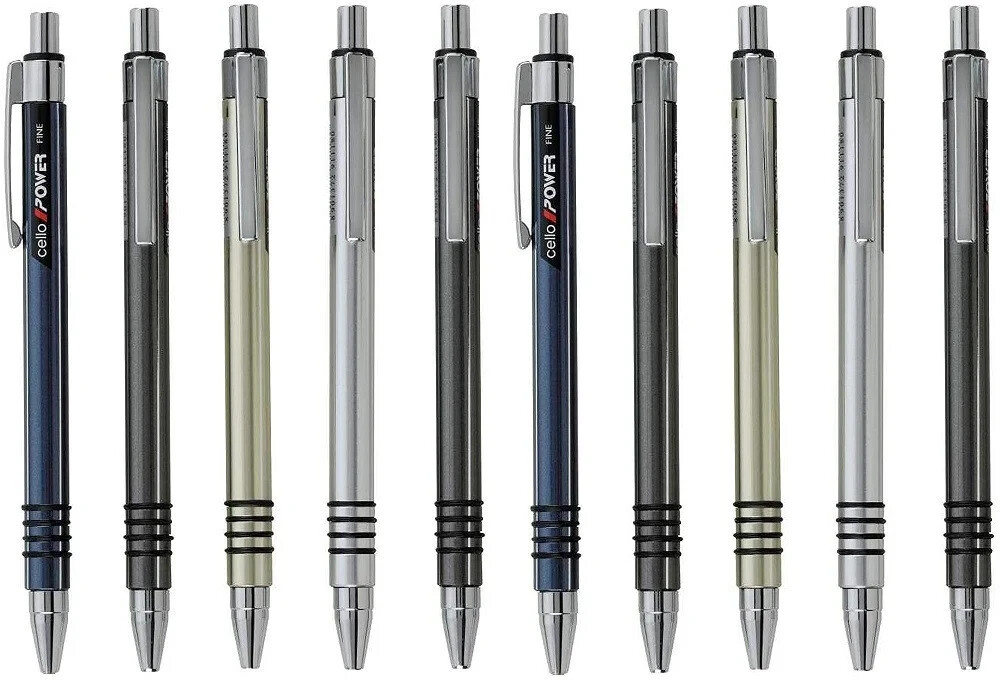 LOT OF 20 CELLO POWER BALLPOINT PENS + FREE 20 ADDITIONAL REFILLS NEW