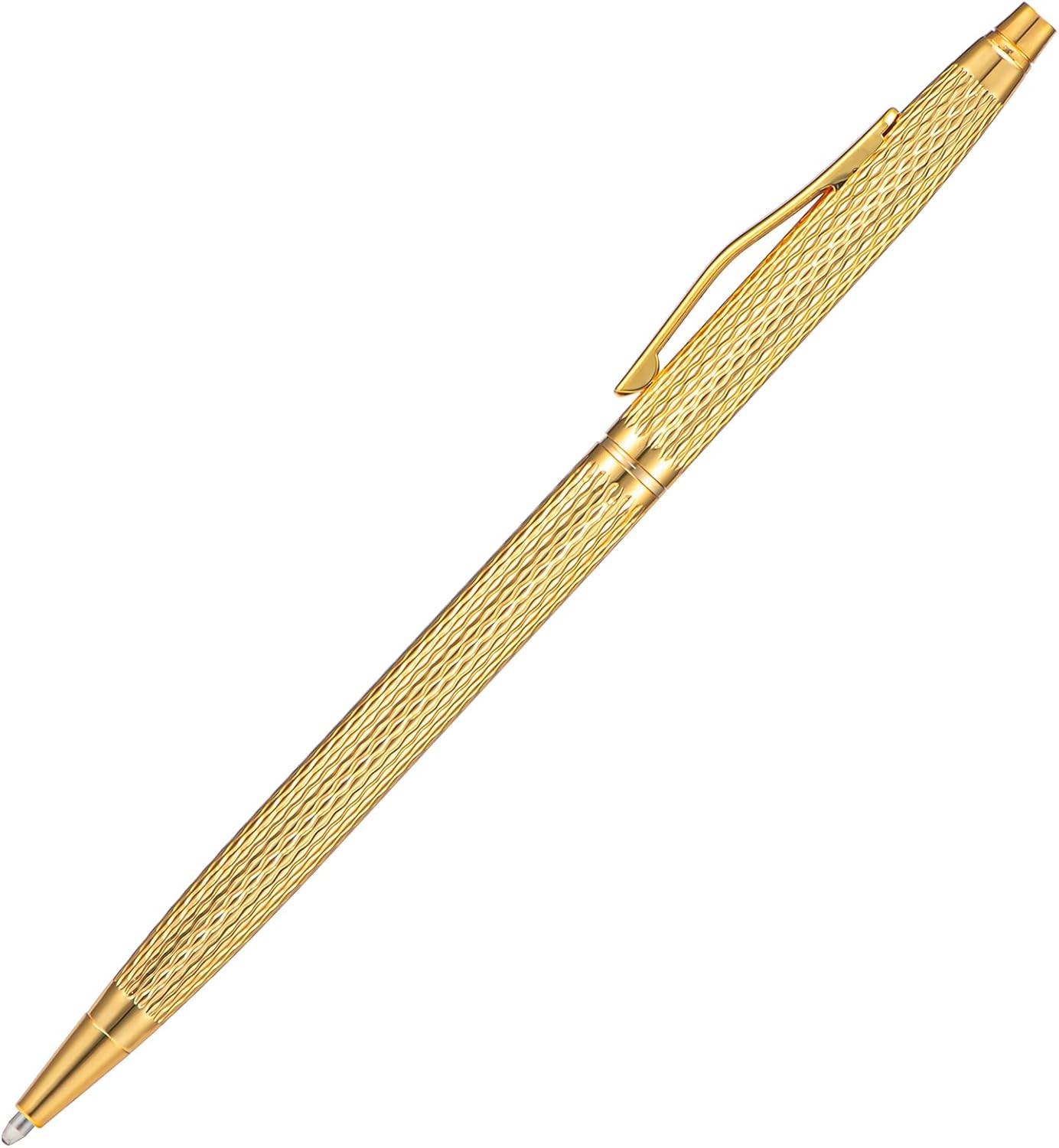 6 Pack Golden Slim Metal Ballpoint Pen, 1mm Medium Point Black Ink Smooth Writin