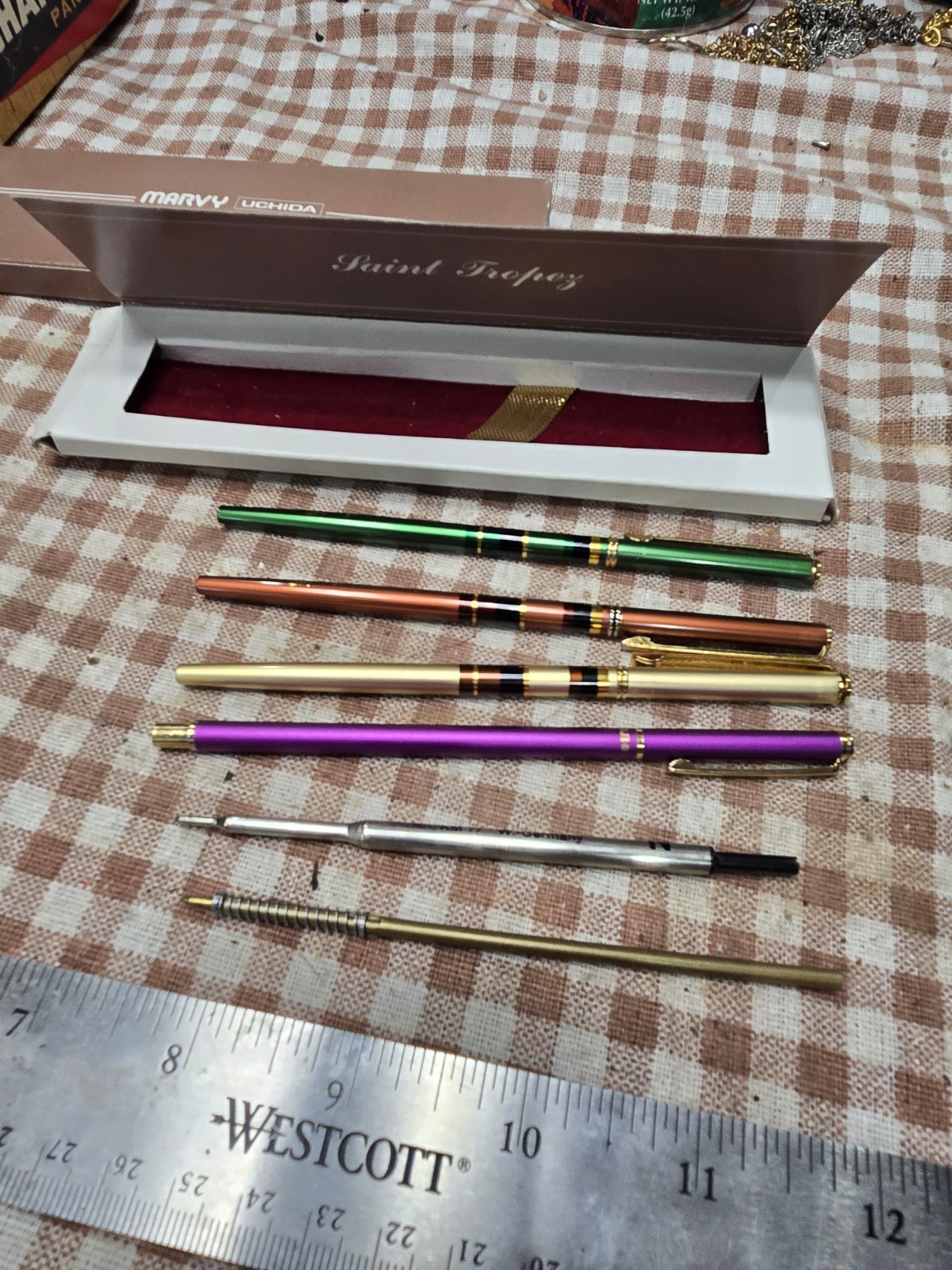 Vintage Marvy Uchida Saint Tropez Ballpoint Pens Lot Rainbow Enamel Metallic