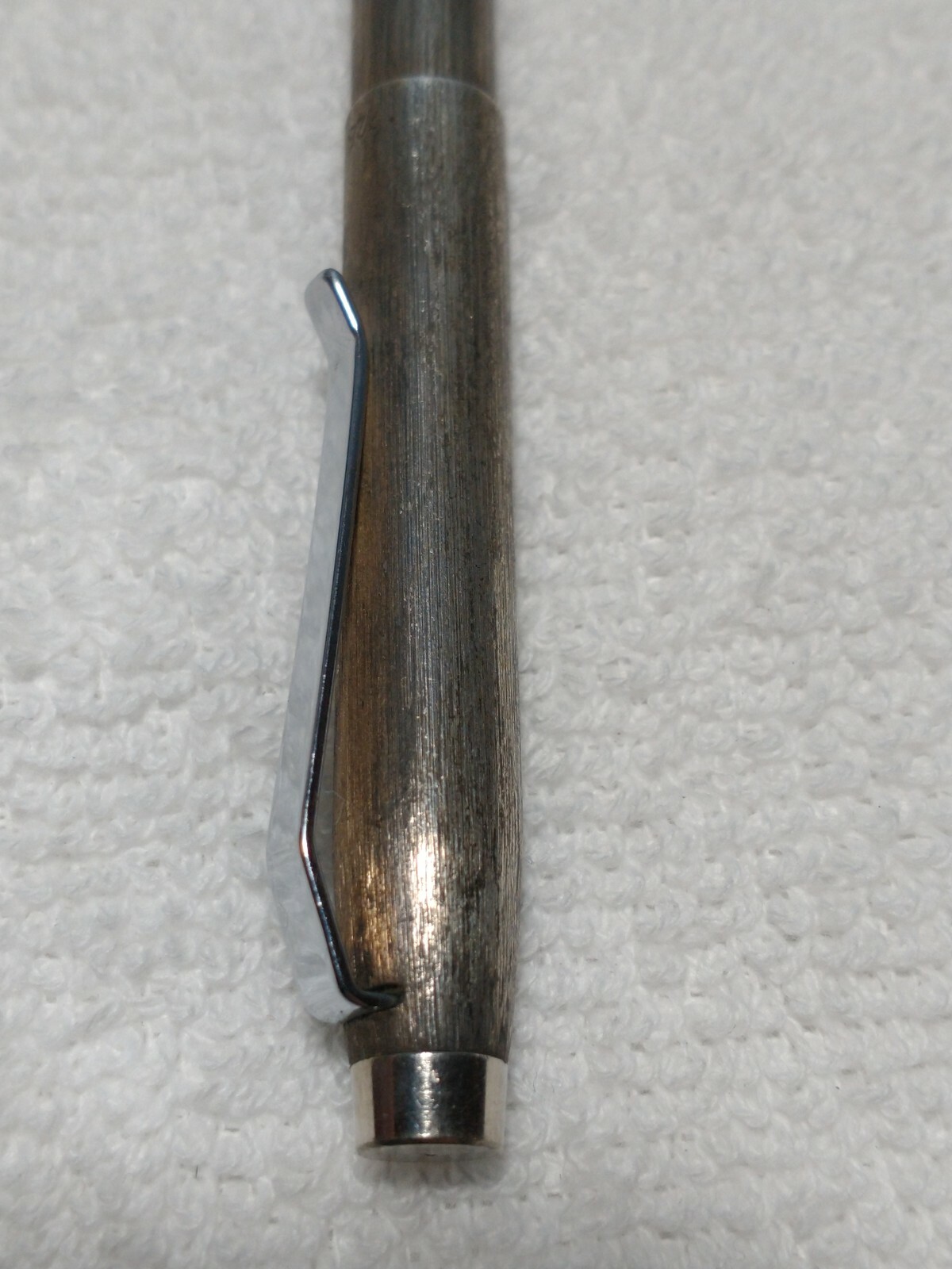 ANTIQUE SOLID STERLING SILVER «925» VINTAGE BALLPOINT PEN CAP ACTION NICE PATINA