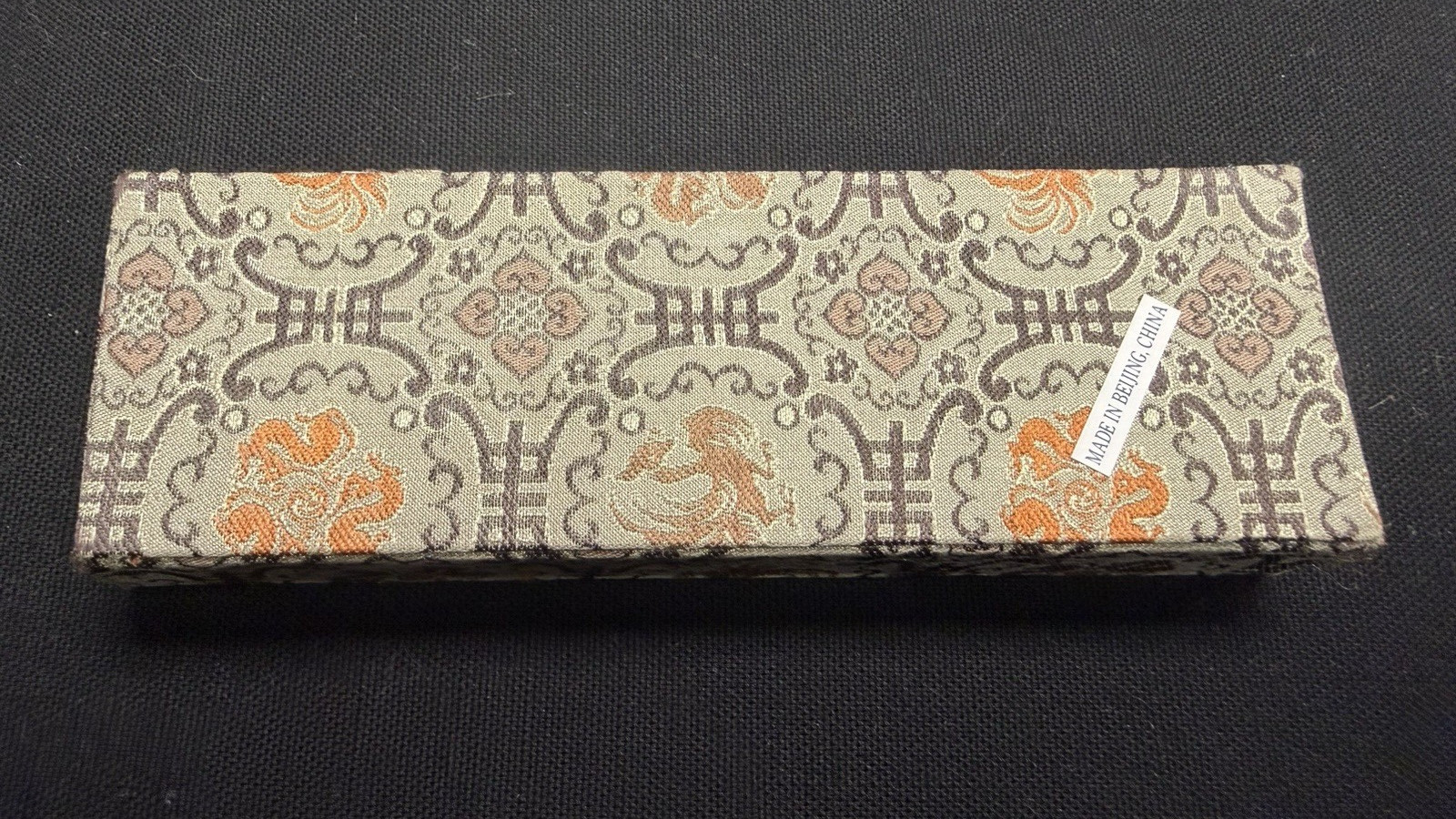 Vintage Chinese Cloisonne Enameled Ball Point Pen in Brocade Box