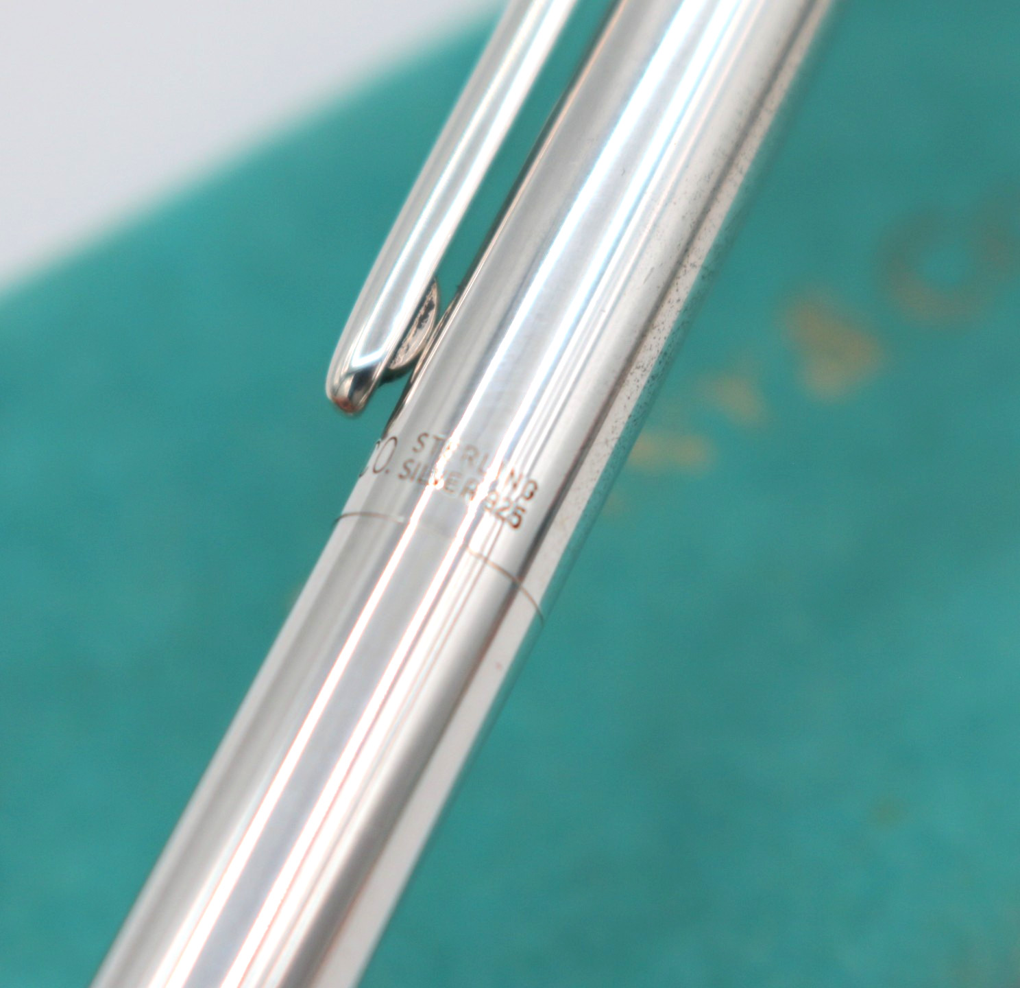 TIFFANY&CO. Sterling Silver 925 Golf Ball Clip Ballpoint Pen w/ Pouch