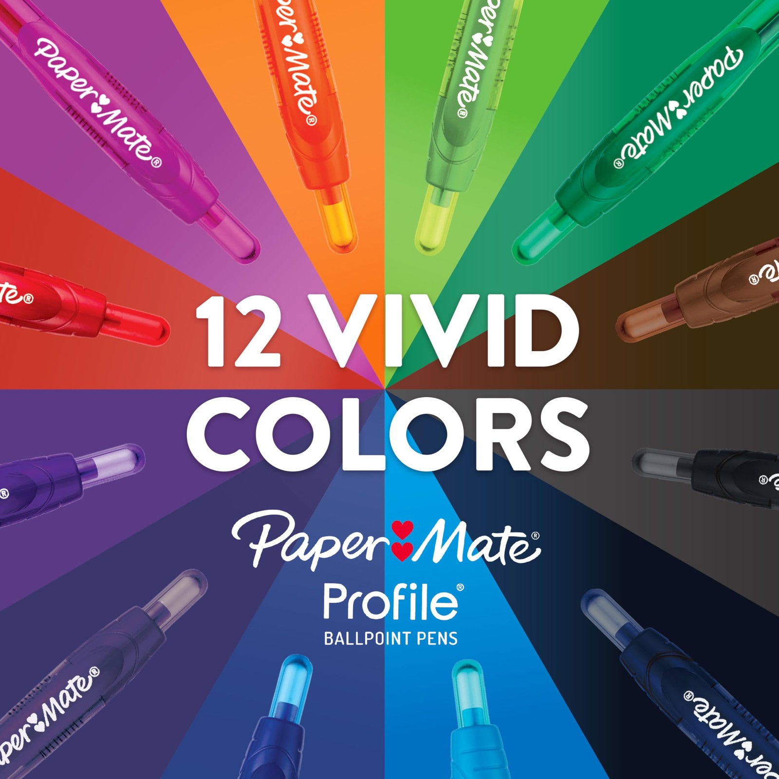 Paper Mate Profile Retractable Ballpoint Pens Bold Point 1.4Mm Blue Ink 12 –
