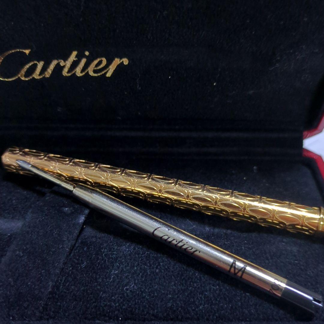 Cartier C de Ballpoint Pen Stationery Gold Authentic Unisex RARE w/ boxed