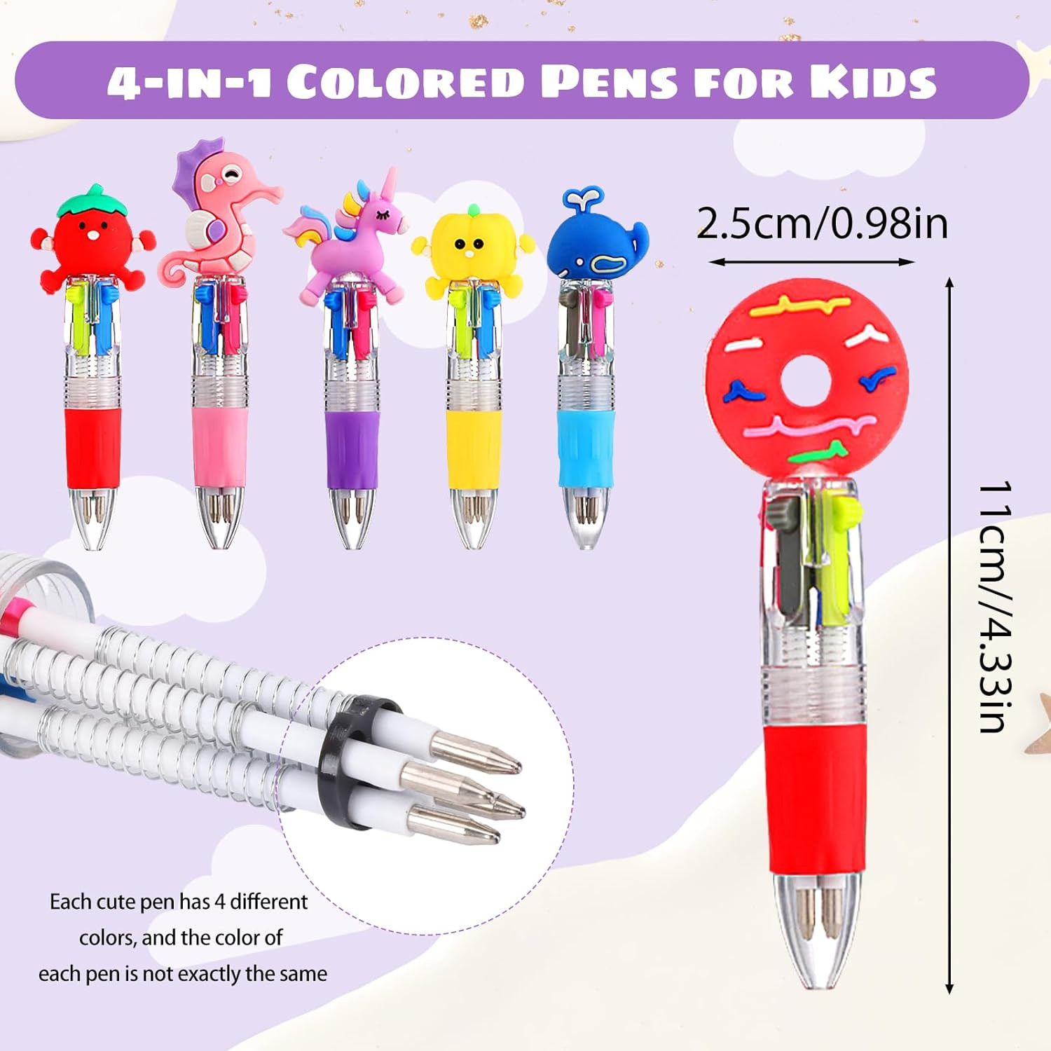 32 Pcs Fun Pens for Kids, Multicolor Pens in One Prize Gifts Elementary Graduati