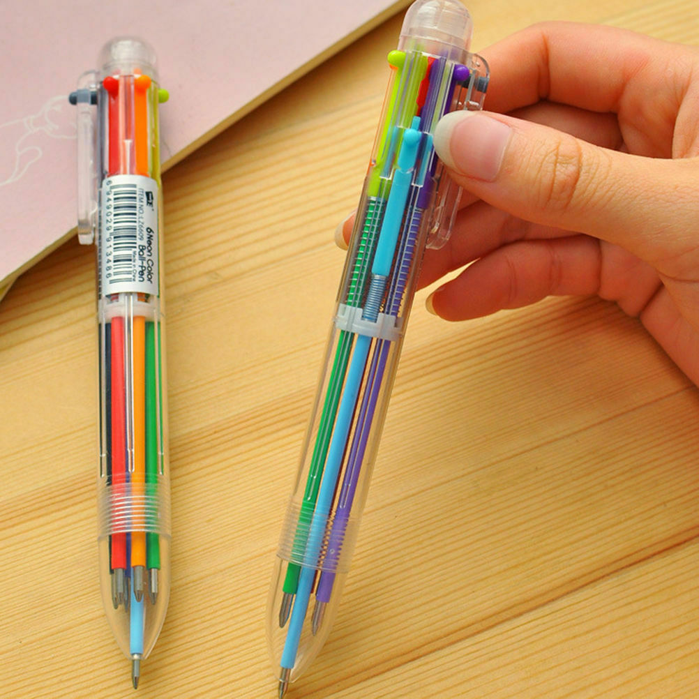 Wholesale 10PCS Multi-color 6 in 1 Ballpoint Pens Kids School Office Pen Supply