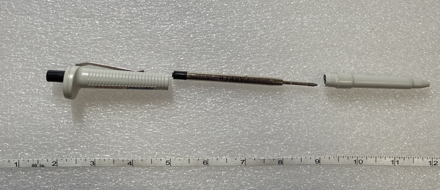 Eppendorf Reference Pipette Ballpoint Pen, black end cap + ink, German, novelty