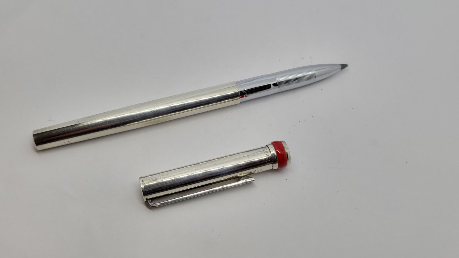 Tiffany & Co. 925 Sterling Silver Ballpoint Pen with Red Enamel