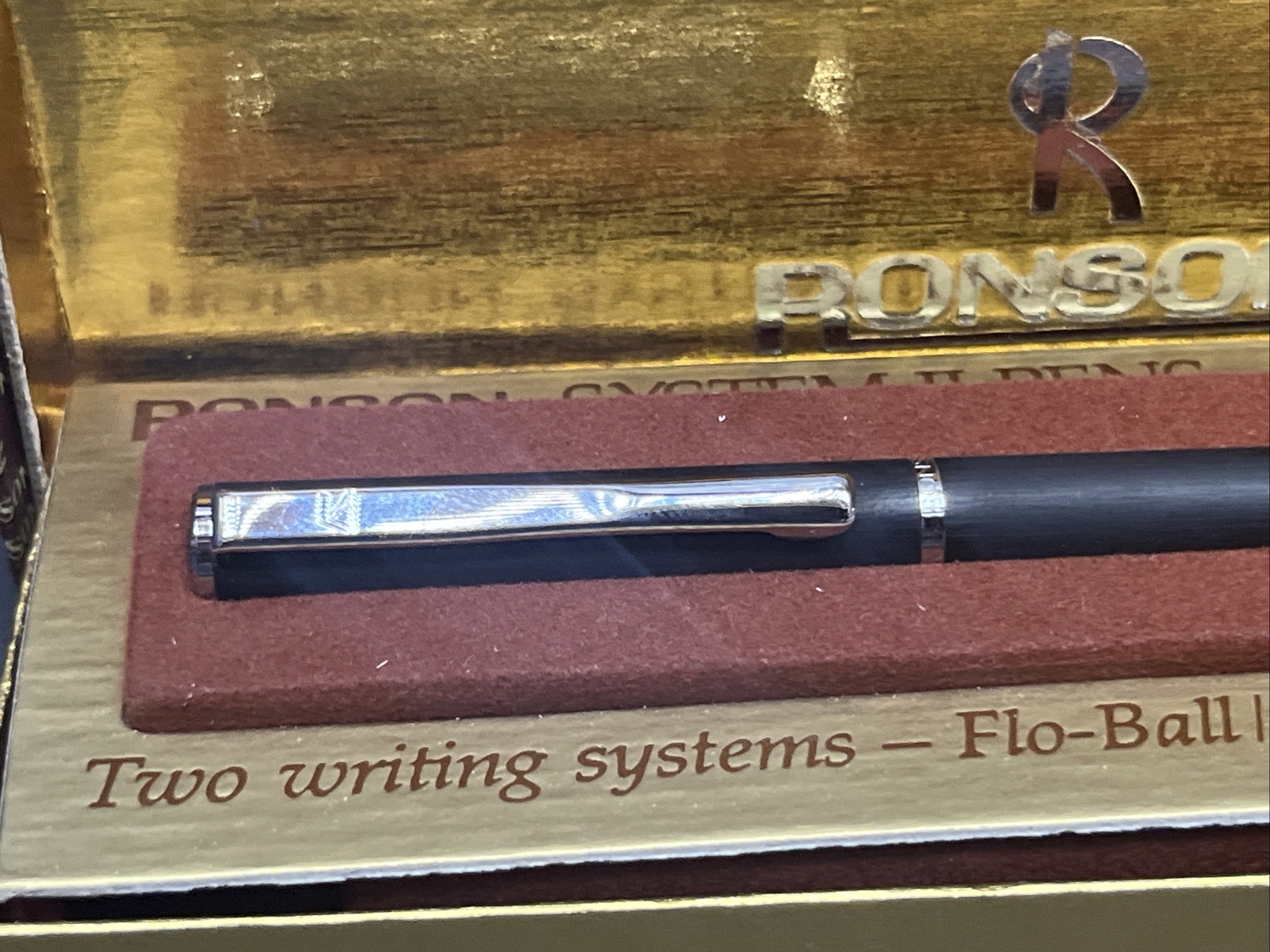 Vintage Ronson System II Pen ~ Flo Ball/Flo Tip ~ Germany ~ FLAT BLACK NEEDS INK