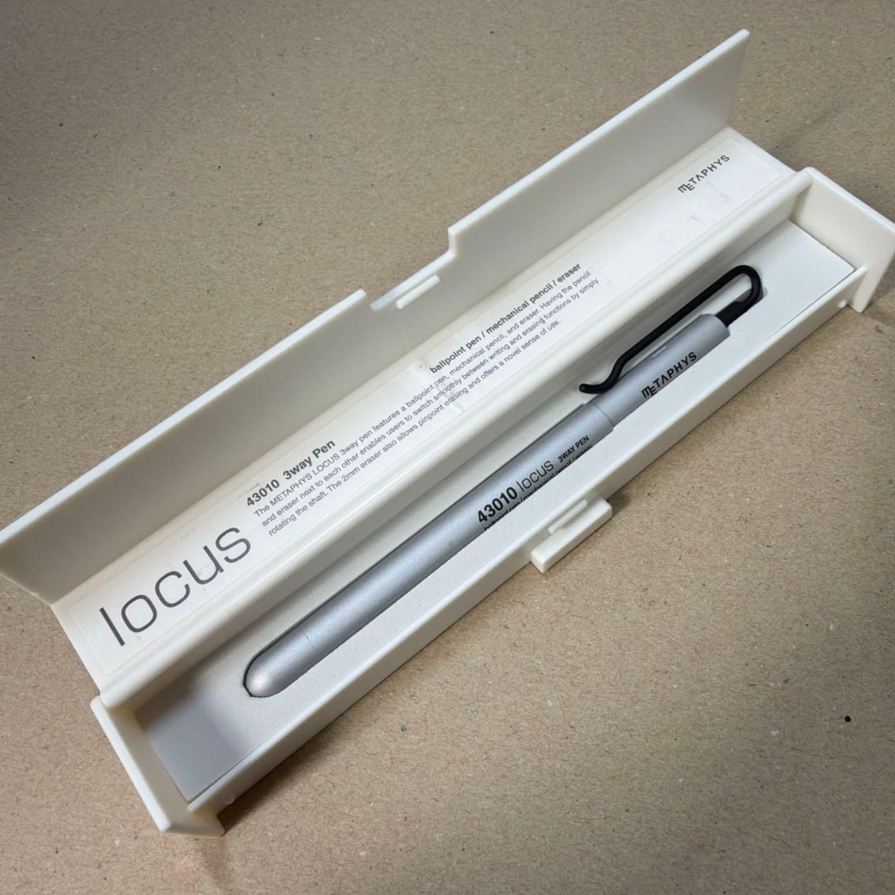 METAPHYS Locus 3-Way Pen Silver Multi Pen Good Design Award Japan New in Box