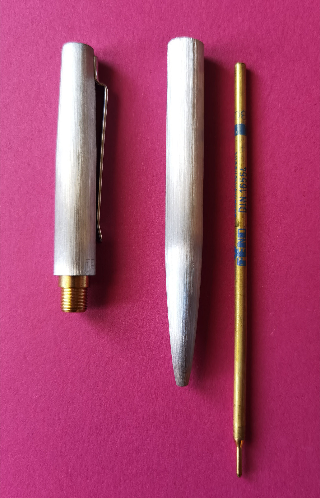 FEND MATTE BRUSHED STEEL BALLPOINT PEN EXCELLENT VINTAGE RARE
