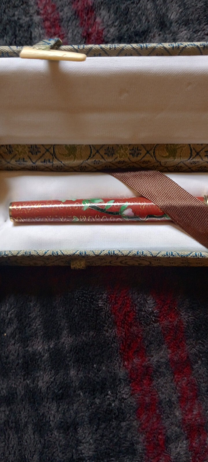 Vintage Ballpoint Writing Pen-In Cloth & Wood Box-Rare!
