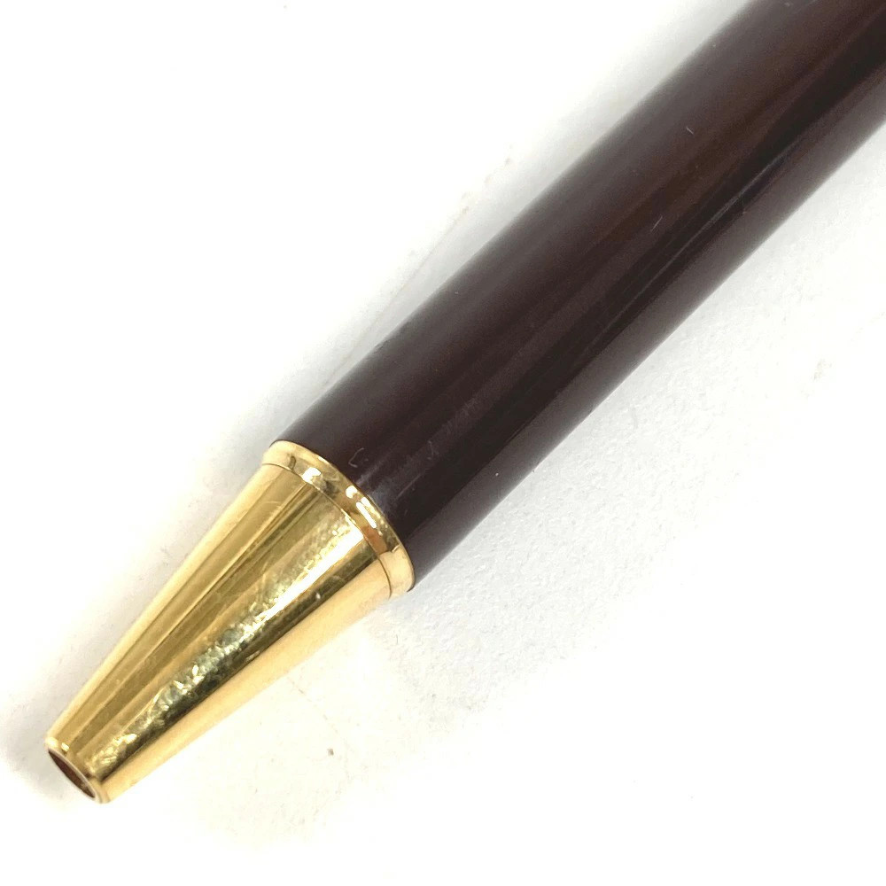 Santos de Cartier Love Ballpoint Pen Brown Resin Glack Ink Gold Twist Unisex