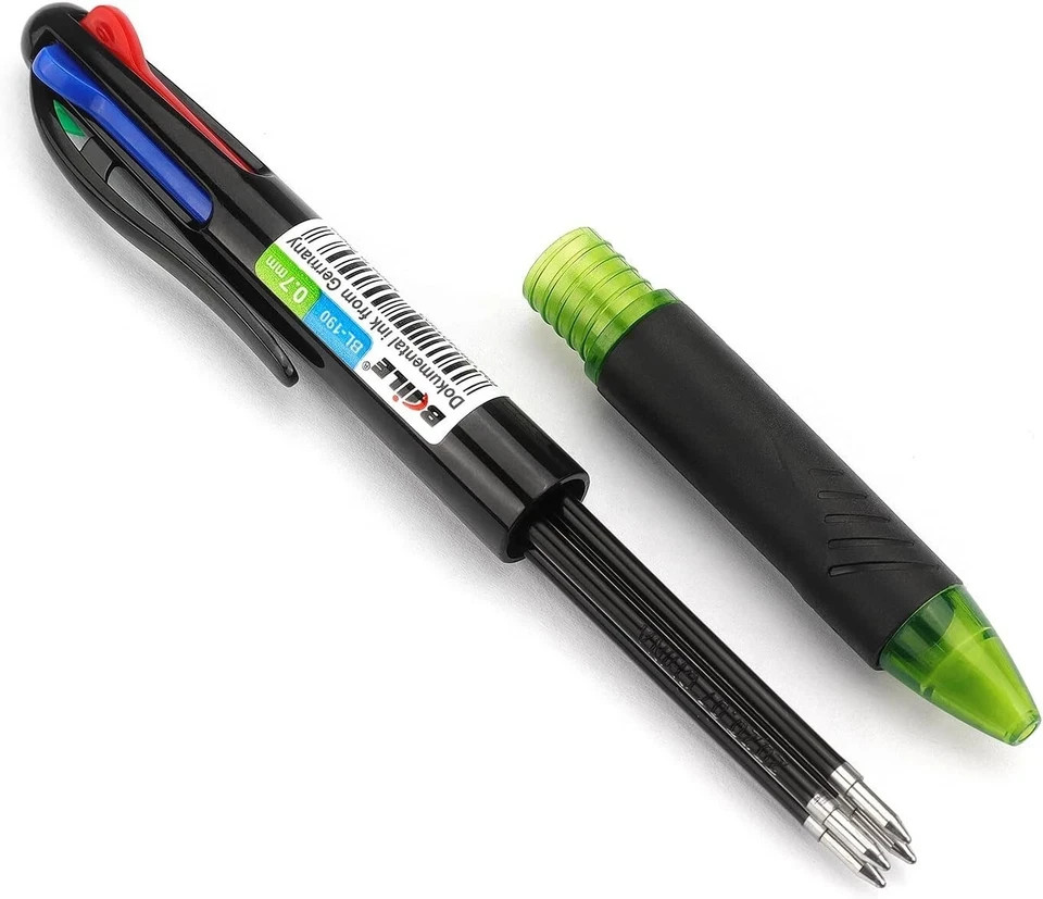 4 Pack Multicolor Ballpoint Pens 4-In-1 0.7Mm Colored Retractable Ballpoint Gift