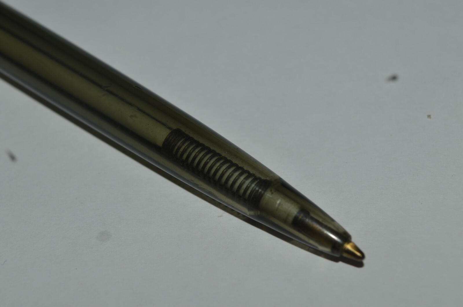 Bic Click TRANSLUCENT Ballpoint Pen Gray Mexico Light Used Very Good Condition