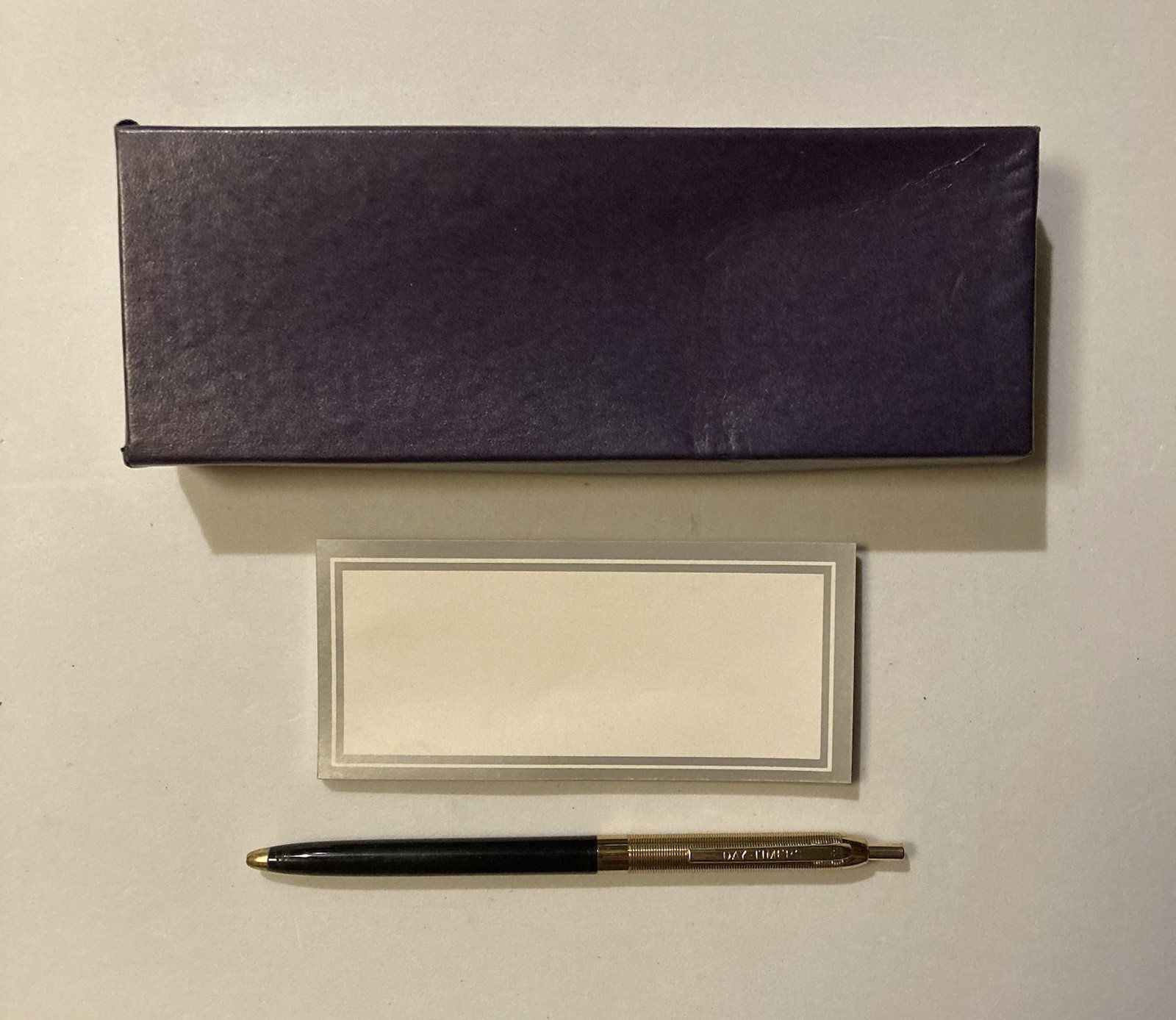 Vintage Day Timer Ball Point Pen And Pad Gold Metal/Black Plastic