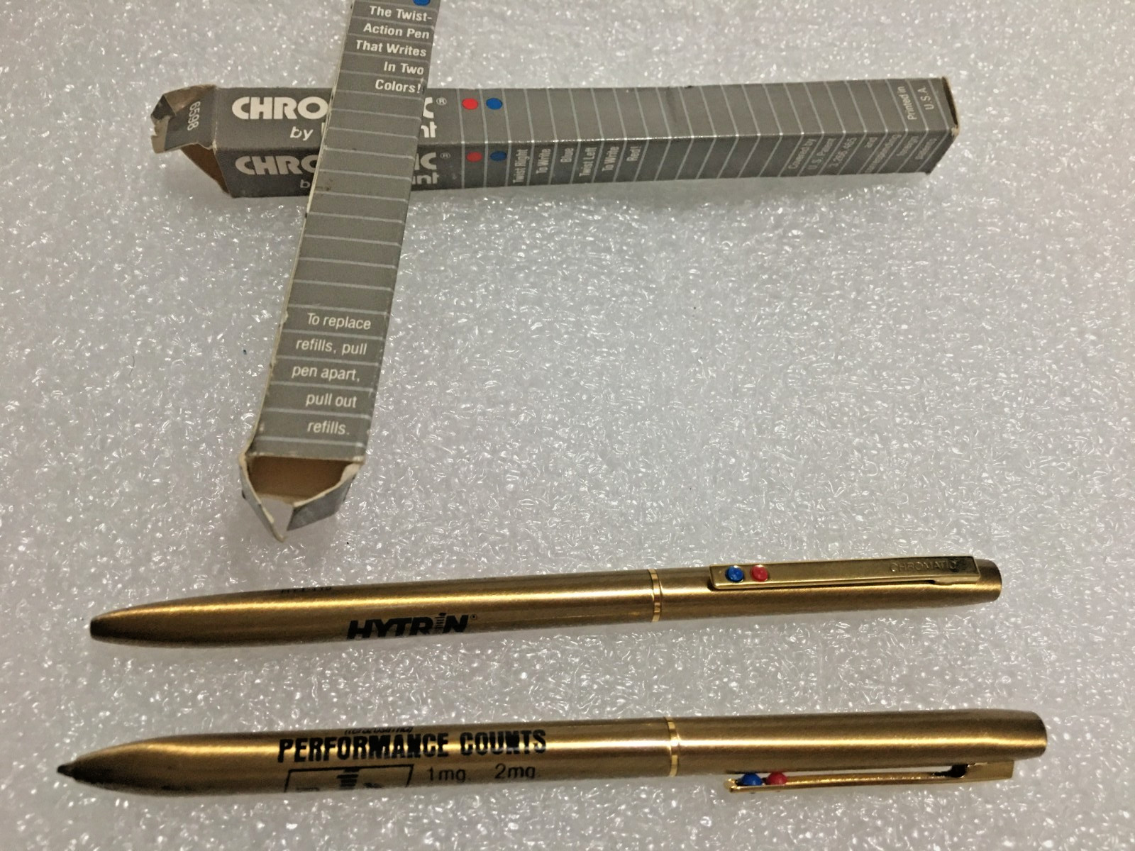 Lot of 2 Chromatic Vintage 2 in 1 Multi Color Pen Gold Advertising USA (DRY INK)