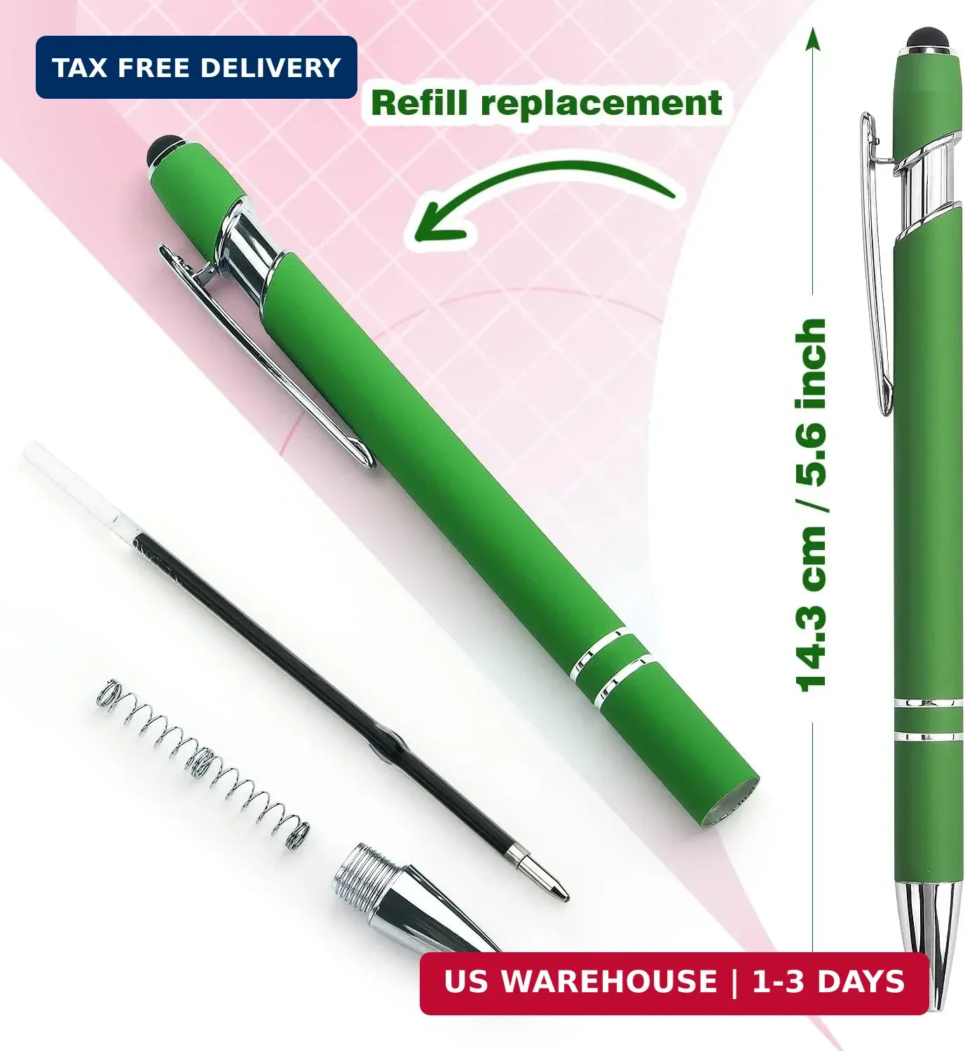 8 Pack Ballpoint Pen 2-in-1 Stylus, 1.0 mm Black Ink | Retractable Ballp