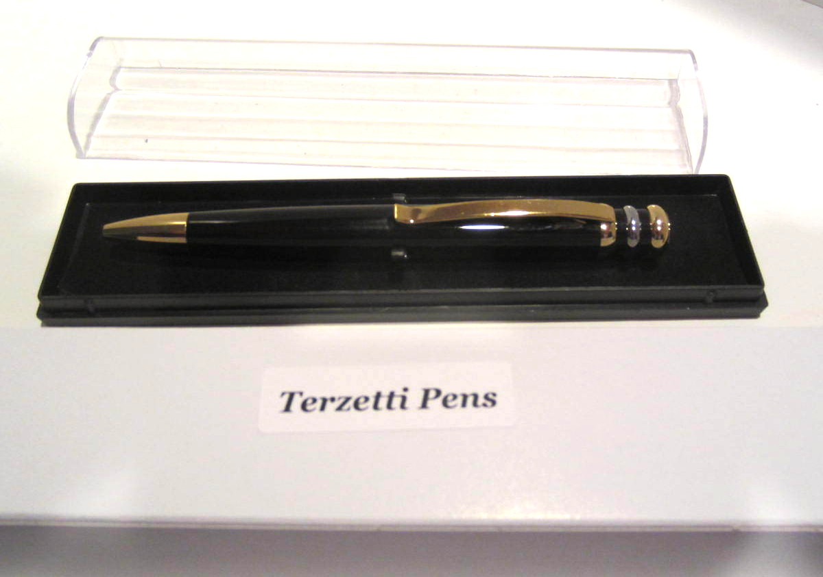 TERZETTI «CARTER» BLACK METAL BALLPOINT WITH GOLD RINGS+GIFT BOX