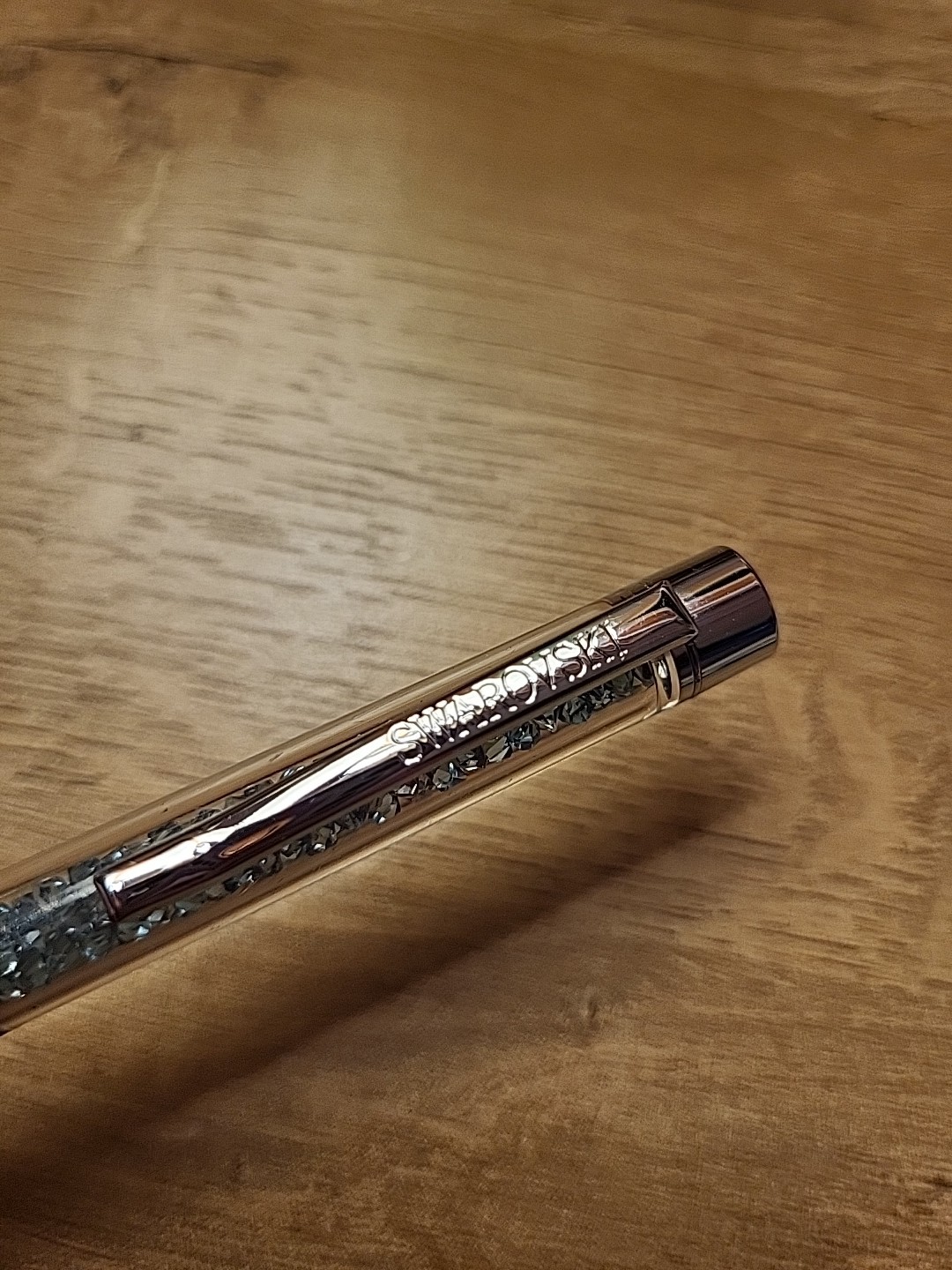 Swarovski Crystalline Pen, Black Ink, Blue Crystals And Gray Pen