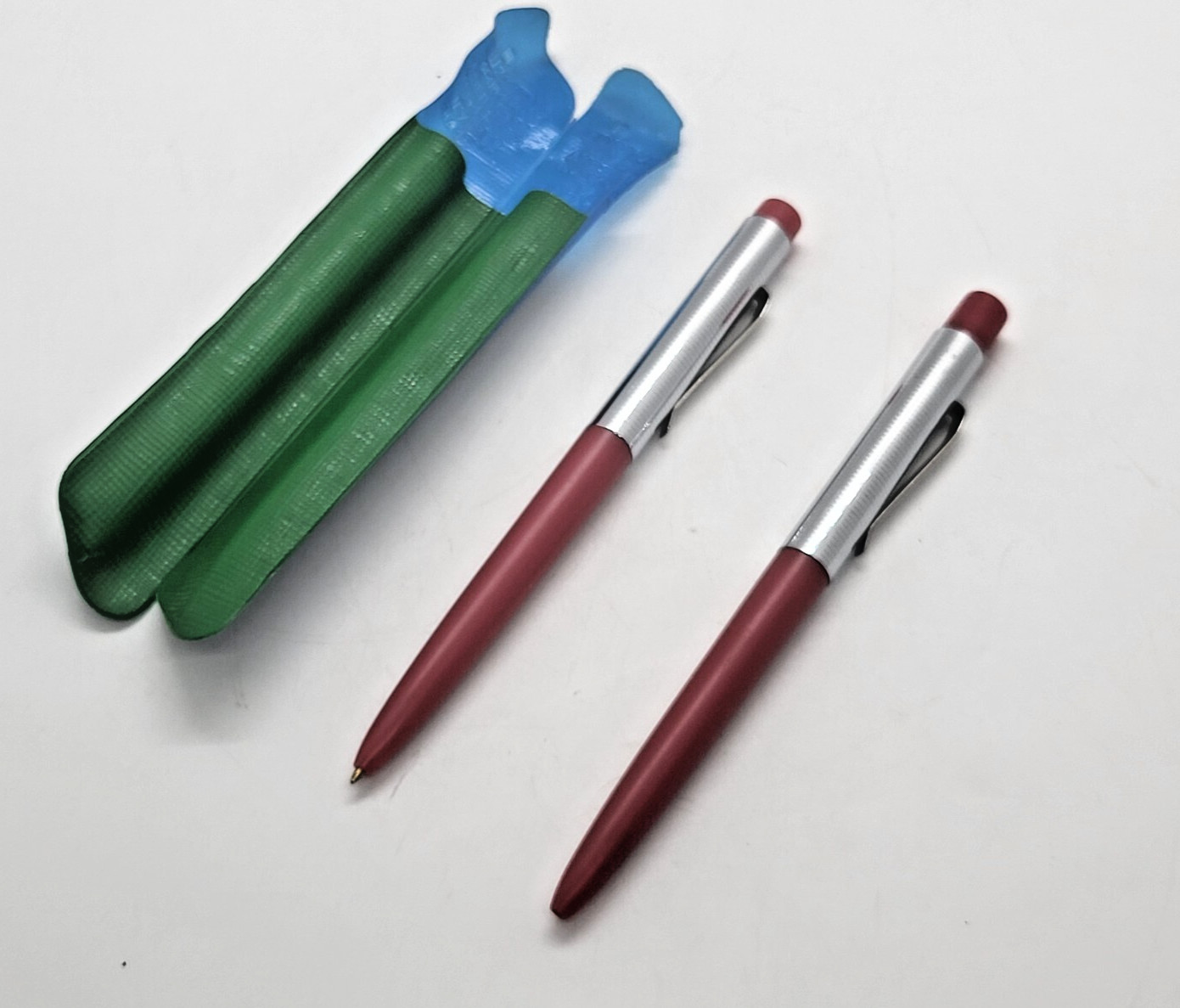 Vintage Soviet ballpoint pens 2 pieces USSR red in metal and plastic cases