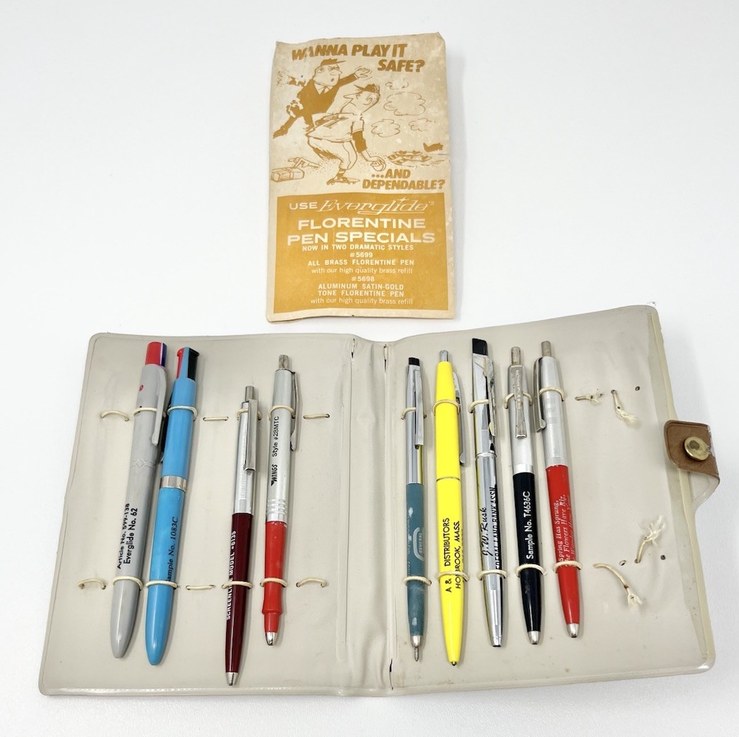 Vintage Lot Sample Pens Ballpoint Everglide Wings Bic Unknown As Is Parts Read